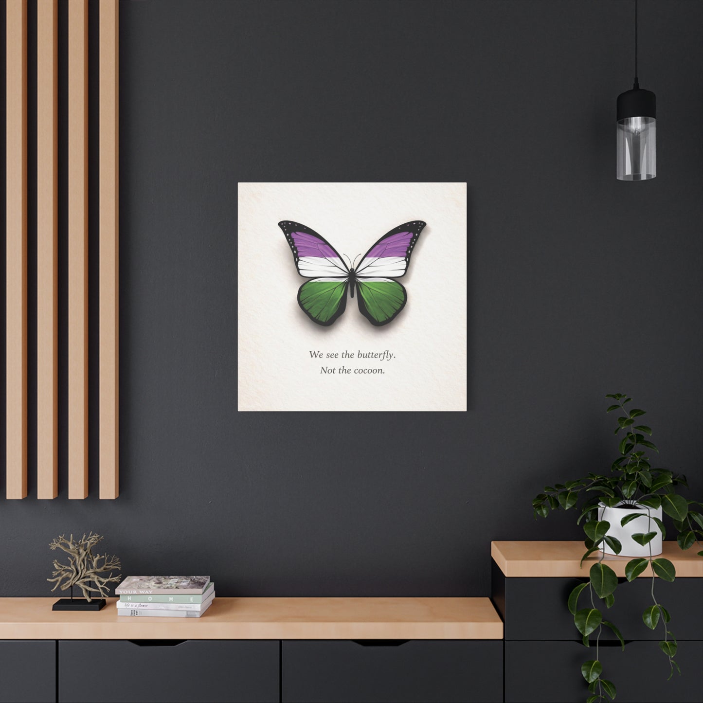 genderqueer pride butterfly | metamorphosis series canvas wall art
