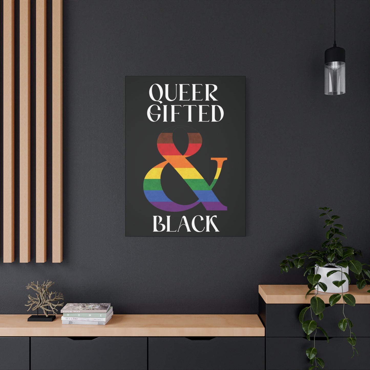 queer, gifted and black | lgbtq pride statement canvas wall art