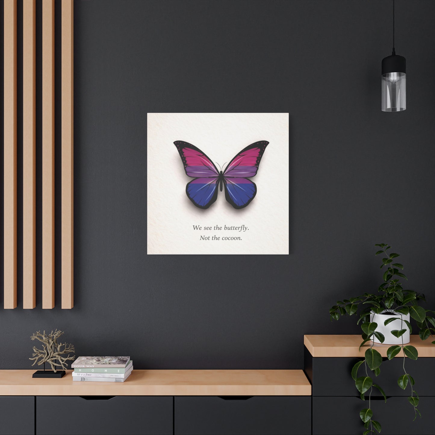 bi pride butterfly | metamorphosis series canvas wall art