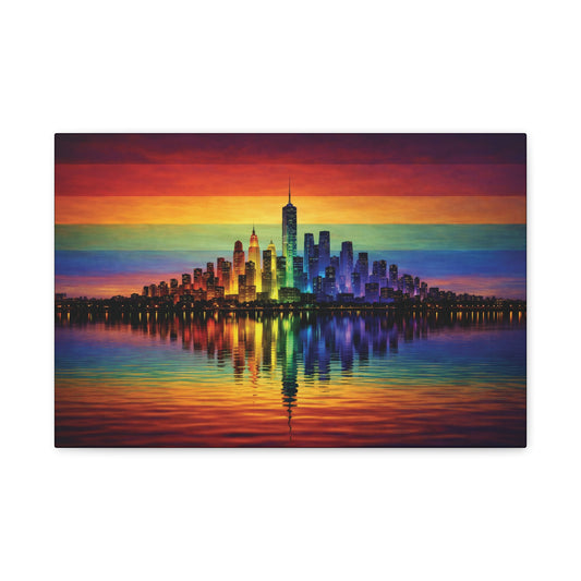 City of Us | LGBTQ Pride Rainbow Skyline Canvas Wall Art