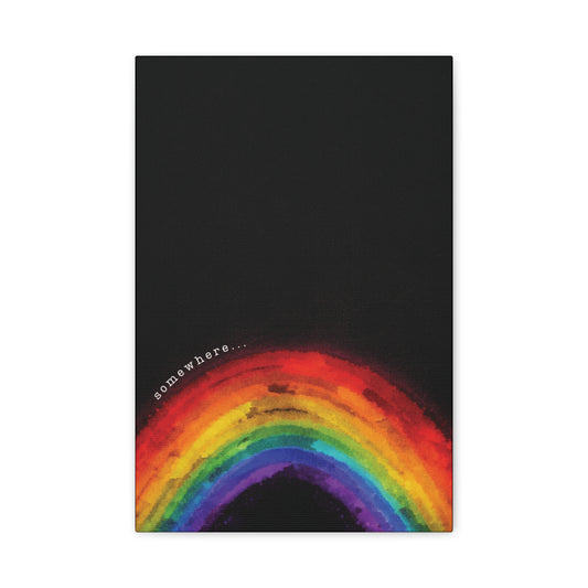 Somewhere. | Vibrant Abstract Watercolor Rainbow Canvas Wall Art